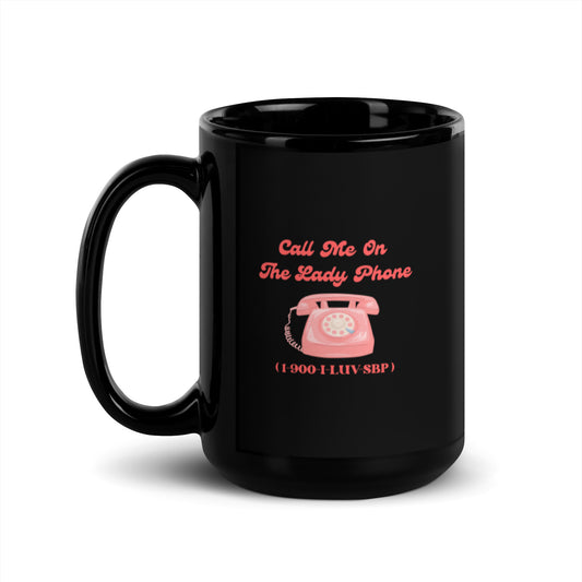 Lady Phone Black Glossy Mug