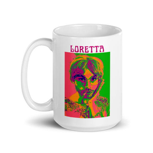 Loretta Acid Trip White glossy mug